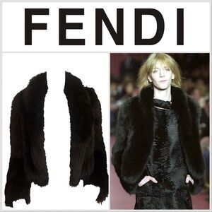 FENDI By KARL LAGERFELD F/W 2001 Black Mink Fur Jacket Coat Rare Size 40
